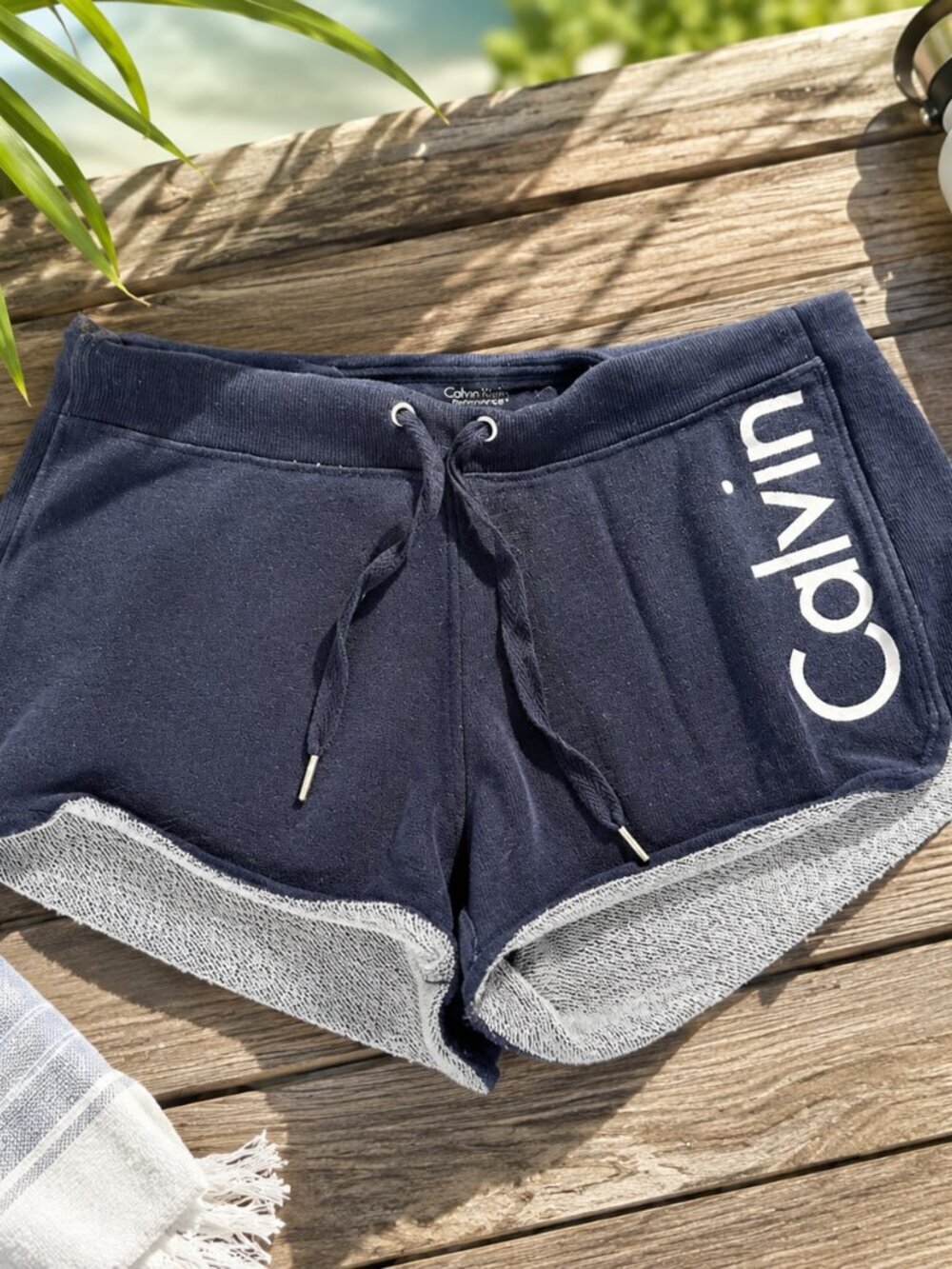 Calvin Klein Performance Navy Lounge Shorts Drawstring Athleisure Size Medium
